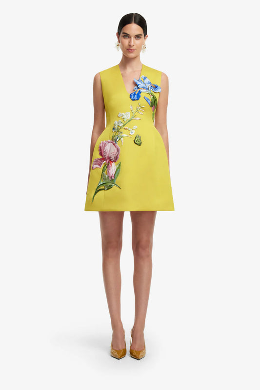 LEO LIN Bree V Neck Embroidery Mini Dress