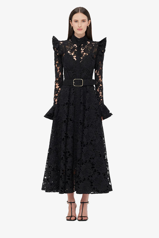 LEO LIN Aliyah Lace Butterfly Sleeve Midi Dress