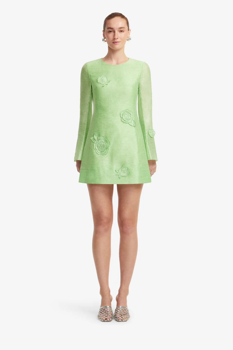 LEO LIN Suzanne Applique Long Sleeve Mini Dress 12 LEO LIN Suzanne Applique Long Sleeve Mini Dress 12