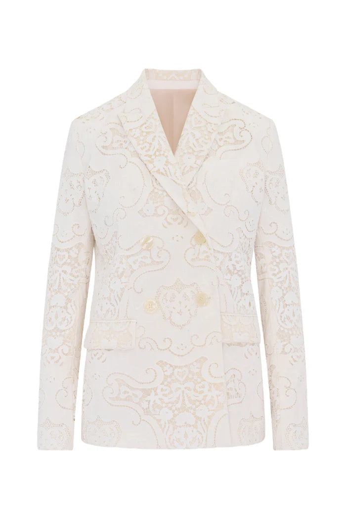 LOVE SHACK FANCY Luara Cotton Doiley Lace Blazer