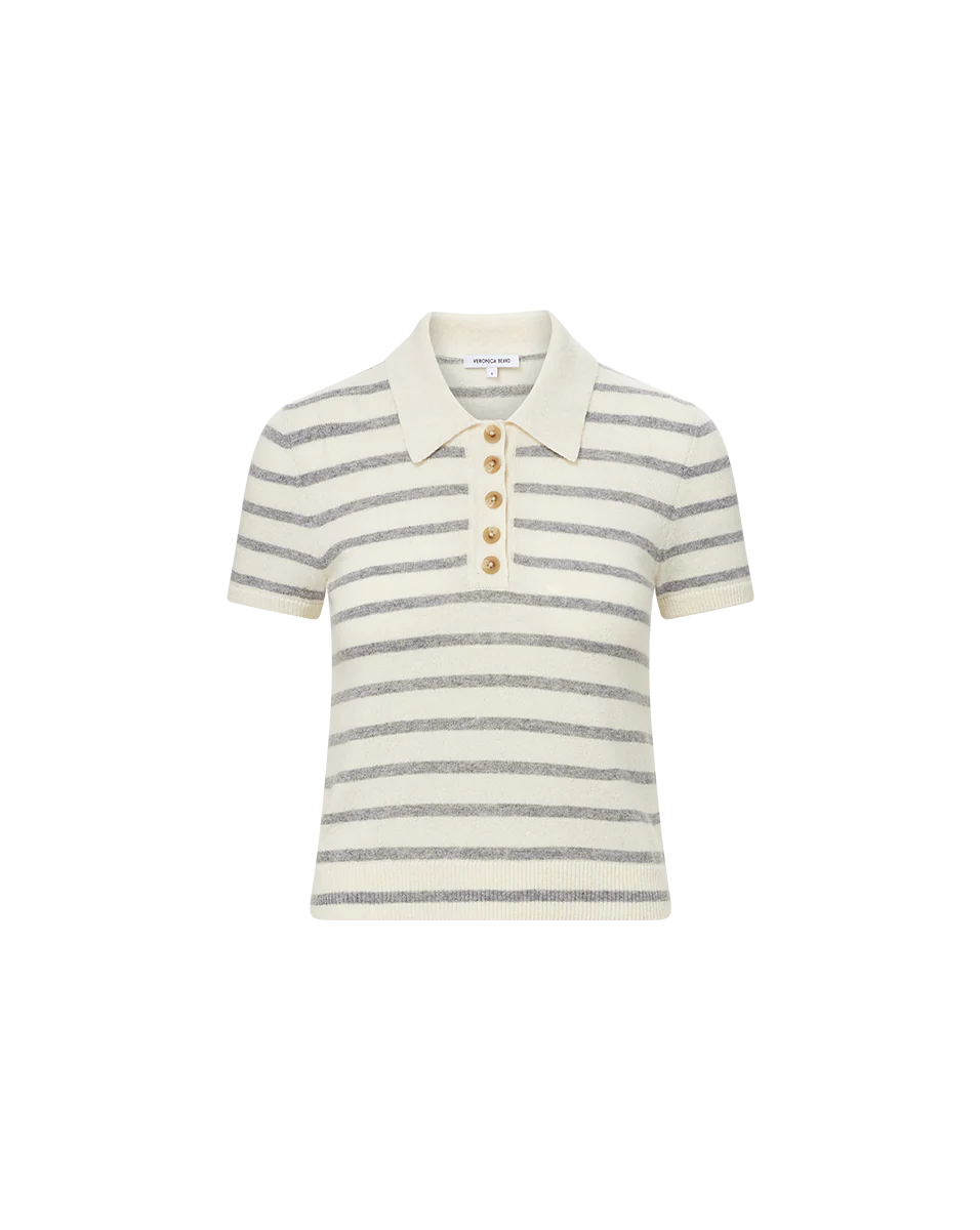 VERONICA BEARD Brandt Striped Cashmere Polo