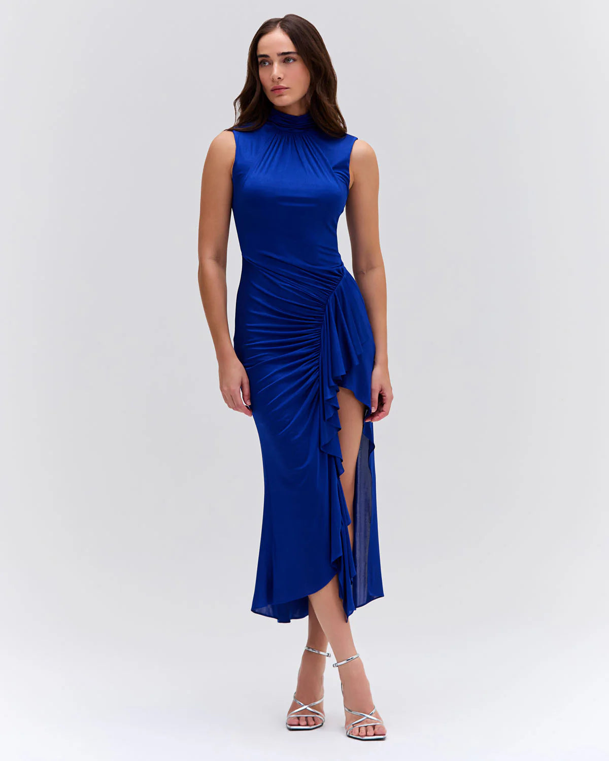 PATBO Metallic Jersey Sleeveless Midi Dress