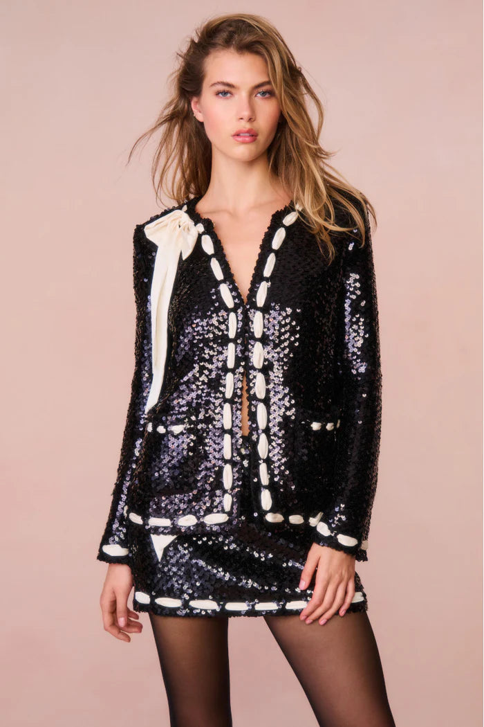 LOVE SHACK FANCY Rosina Ribbon Sequined Jacket