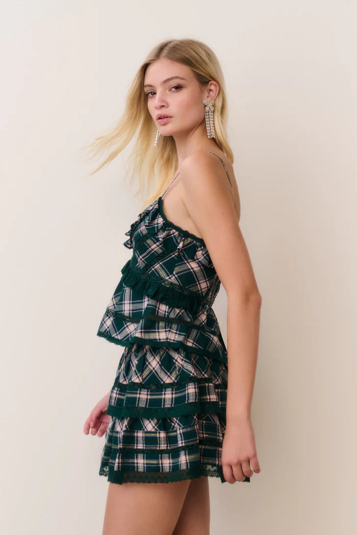 LOVE SHACK FANCY Ruffle Mini Tartan Skirt