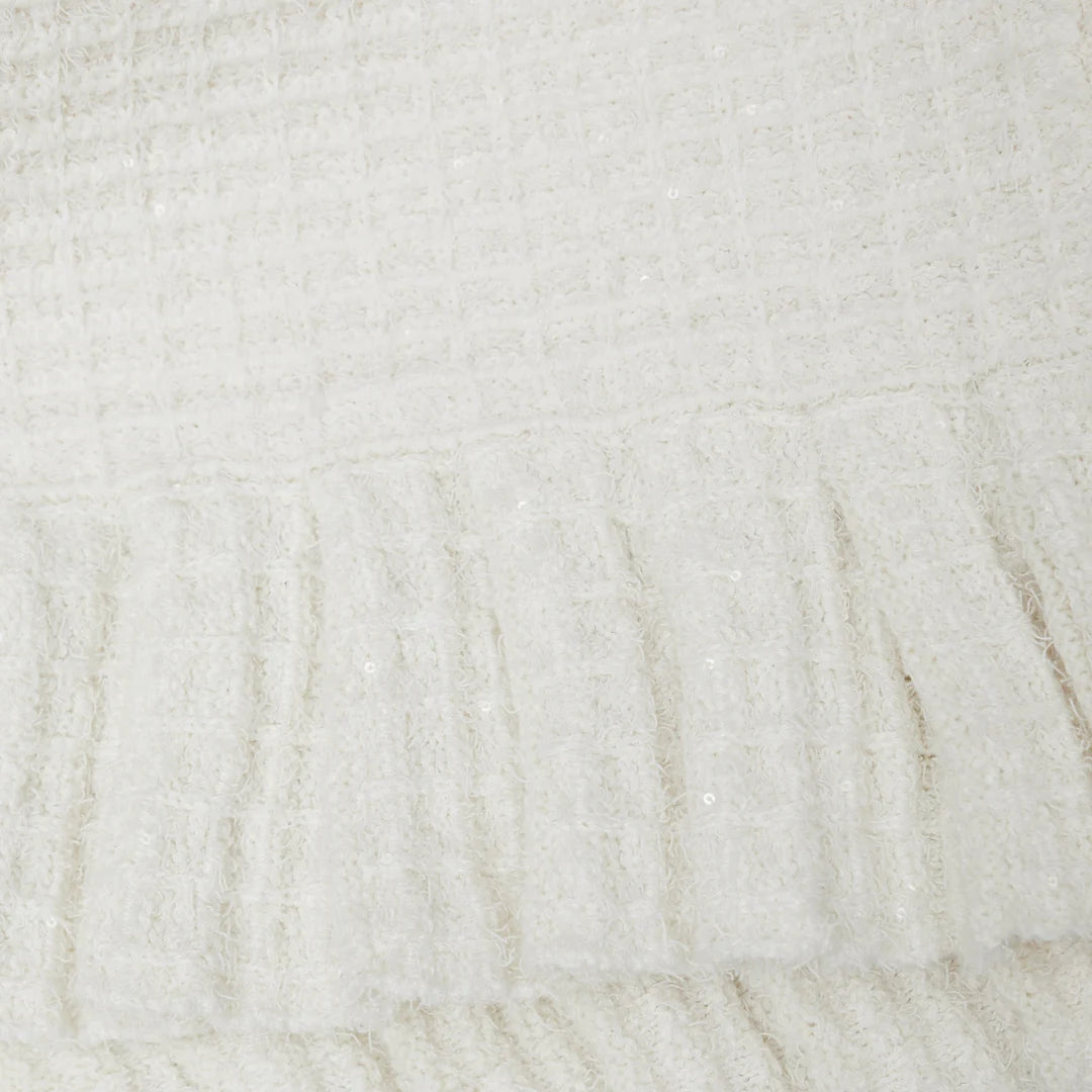 SELF-PORTRAIT Cream Sequin Textured Knit Skirt