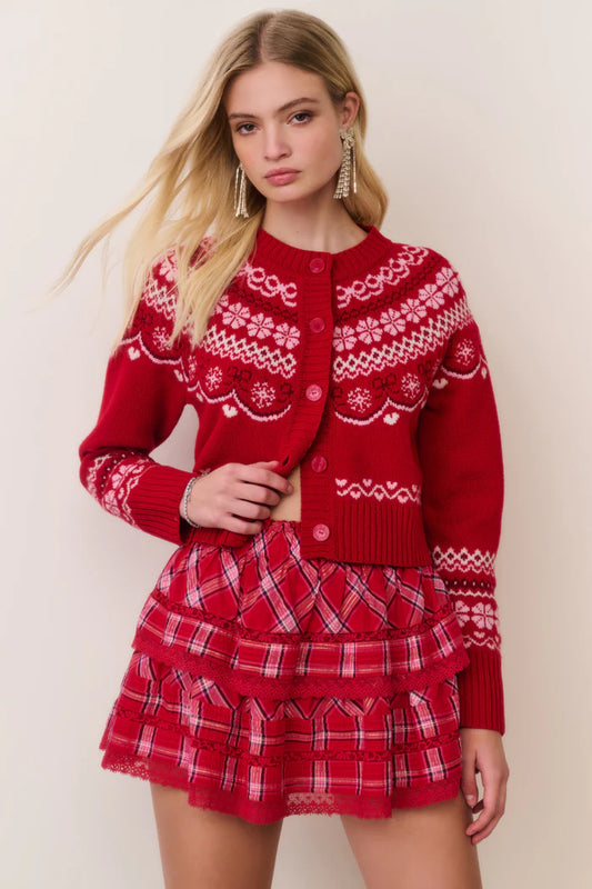 LOVE SHACK FANCY Shantae Wool Fair Isle Cardigan