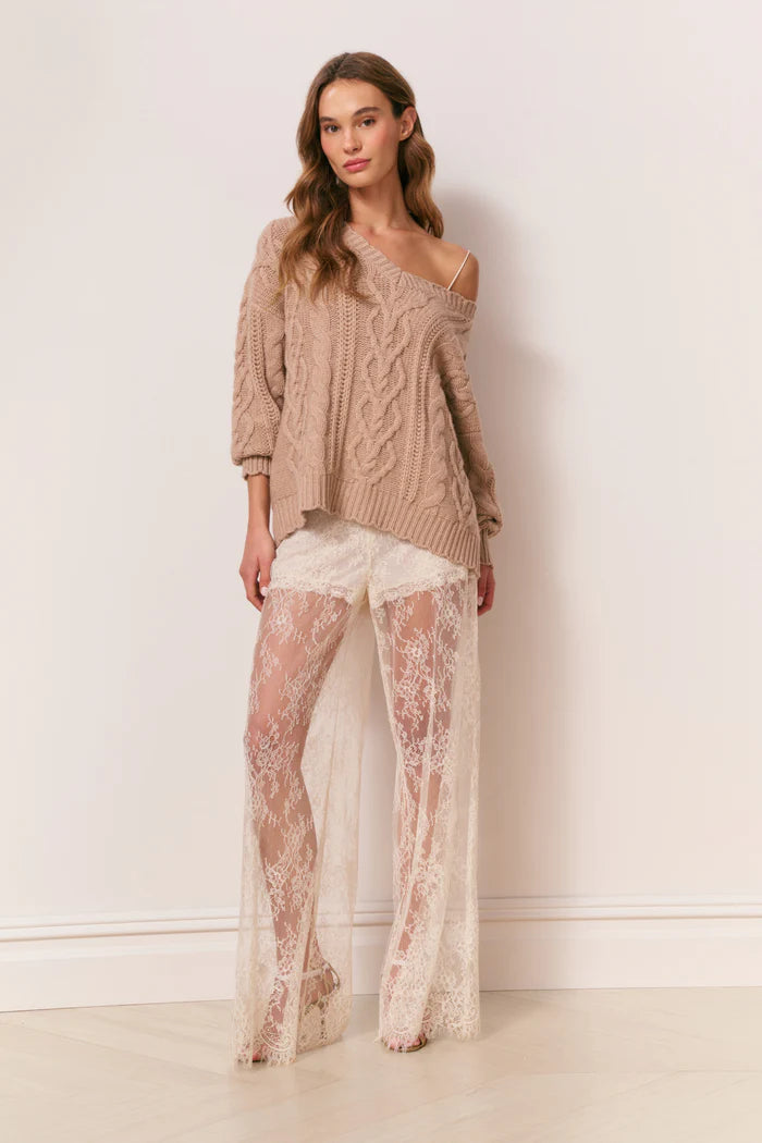 LOVE SHACK FANCY Croisette Cashmere Cable Knit Pullover