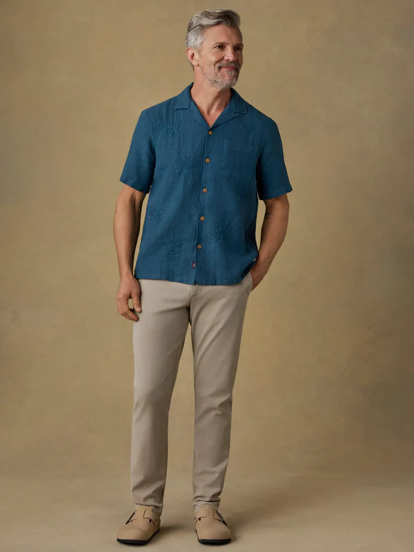 FAHERTY Short Sleeve Embroidered Shirt