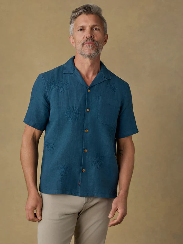 FAHERTY Short Sleeve Embroidered Shirt