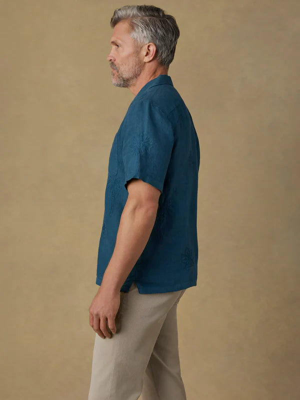 FAHERTY Short Sleeve Embroidered Shirt