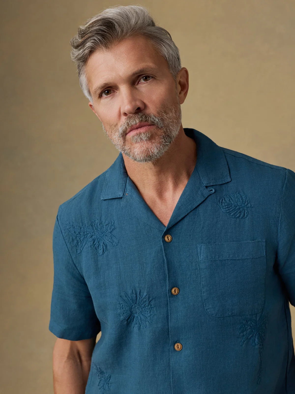 FAHERTY Short Sleeve Embroidered Shirt