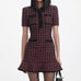 SELF-PORTRAIT Black and Red Check Knit Mini Dress