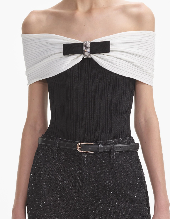 AUTRY Black Knit Bow Top