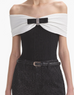 SELF PORTRAIT Black Knit Bow Top