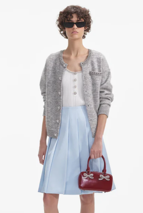 SELF PORTRAIT Grey Mélange Cardigan