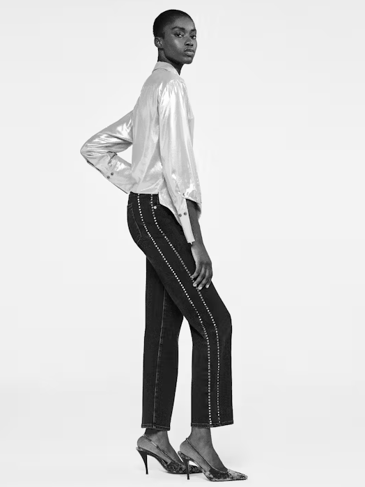 FRAME Le Sleek Straight Studded Jean