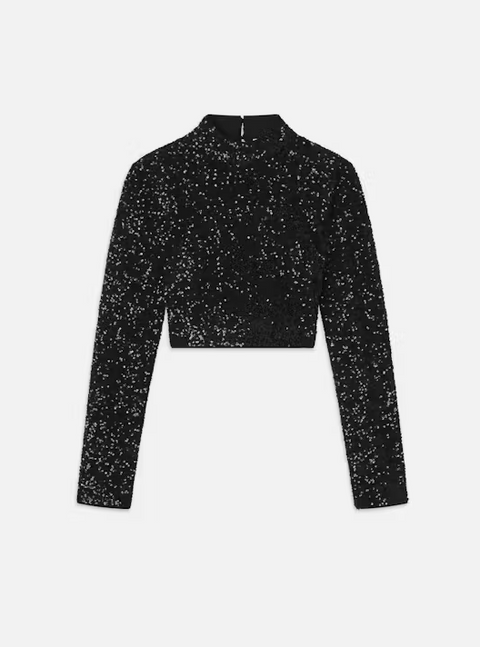 FRAME Cropped Sequin Top