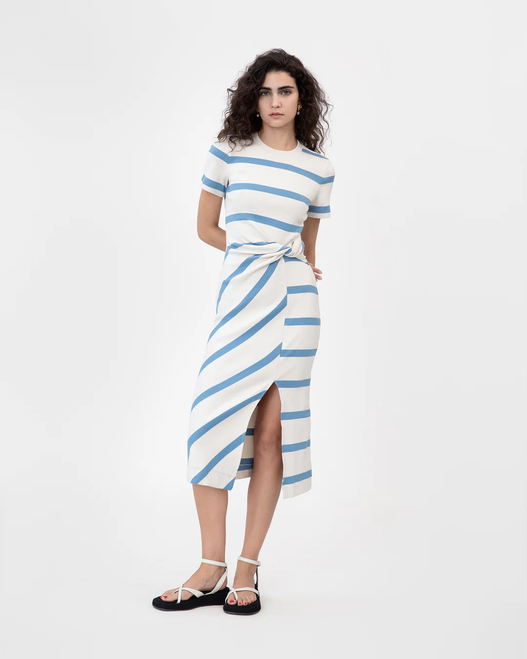 TANYA TAYLOR Short Sleeve Striped Cody Dress