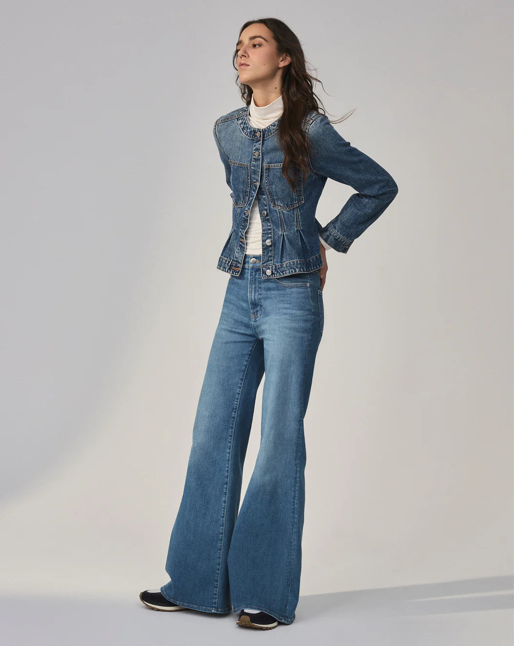 VERONICA BEARD Sahara Peplum Denim Jacket