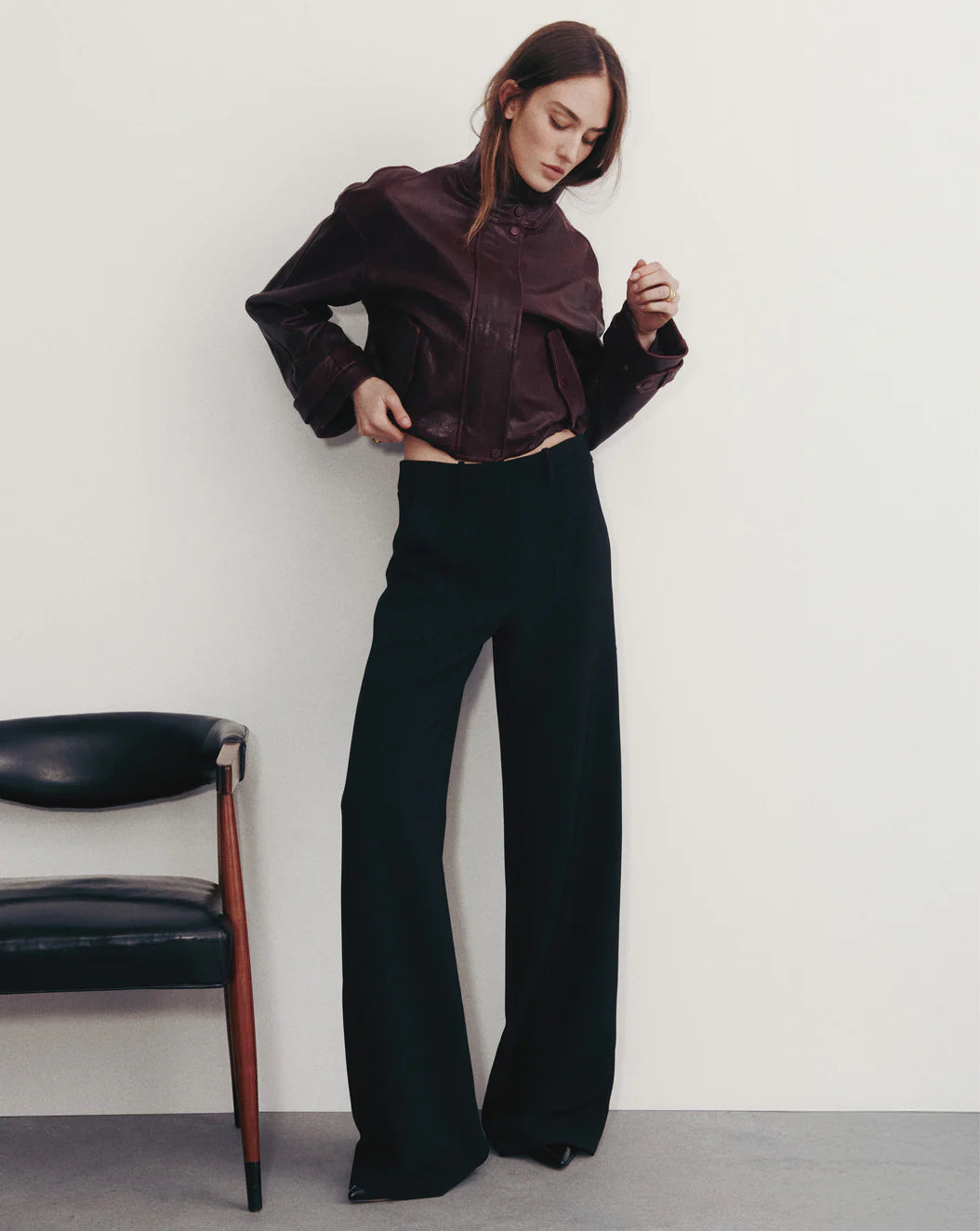 VERONICA BEARD Bateman Cropped Leather Jacket