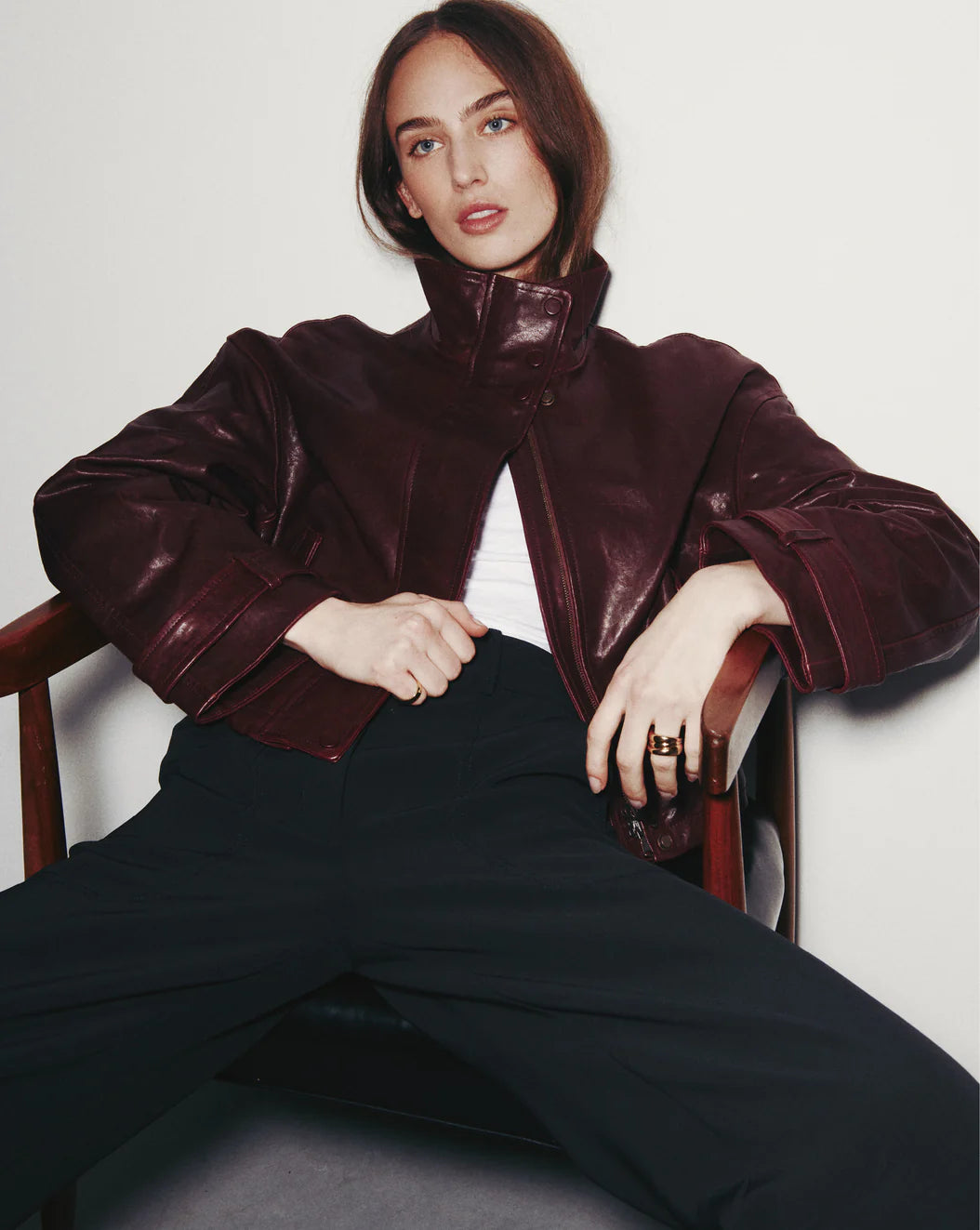 VERONICA BEARD Bateman Cropped Leather Jacket