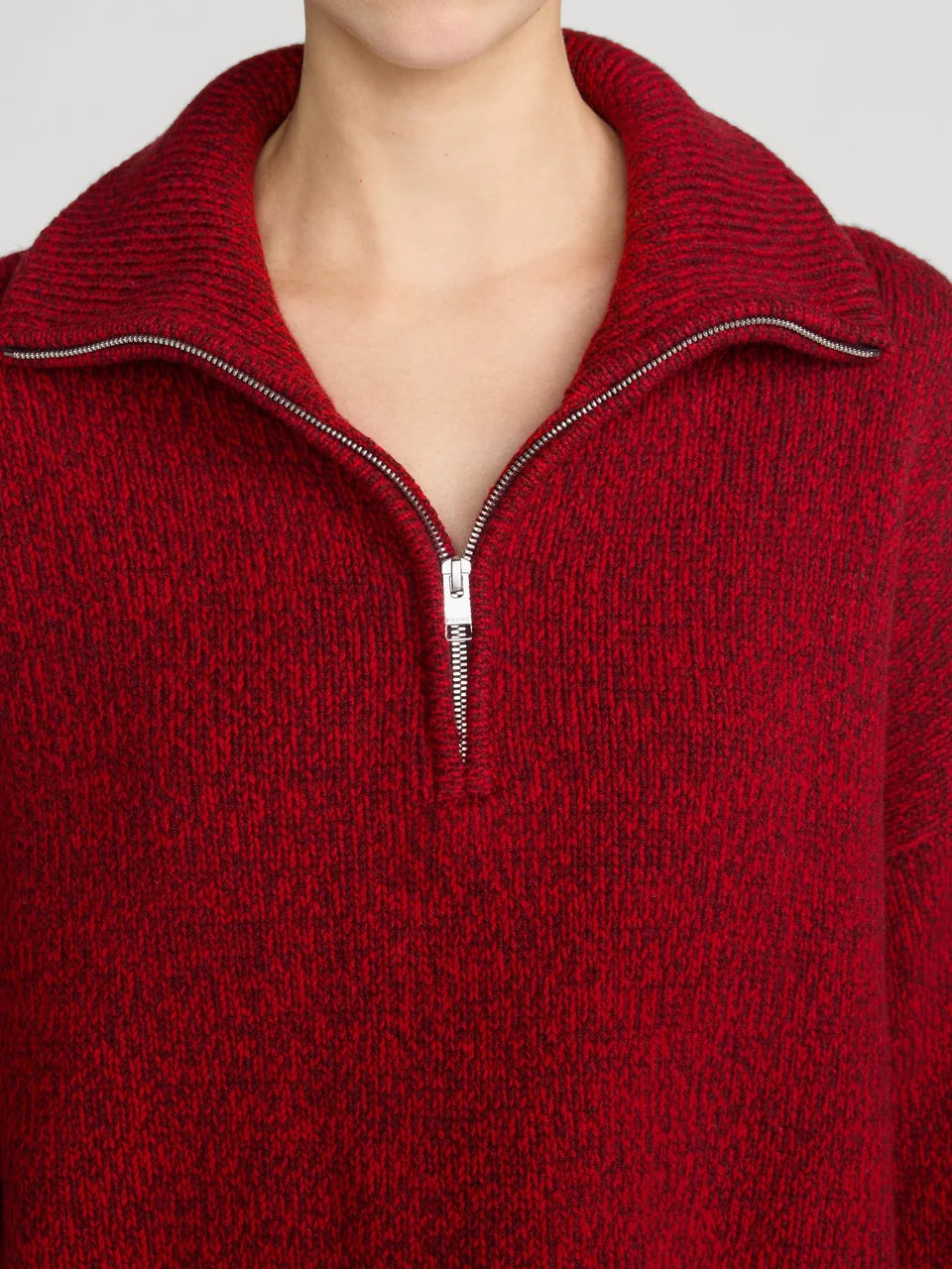FRAME The Half Zip Marled Sweater