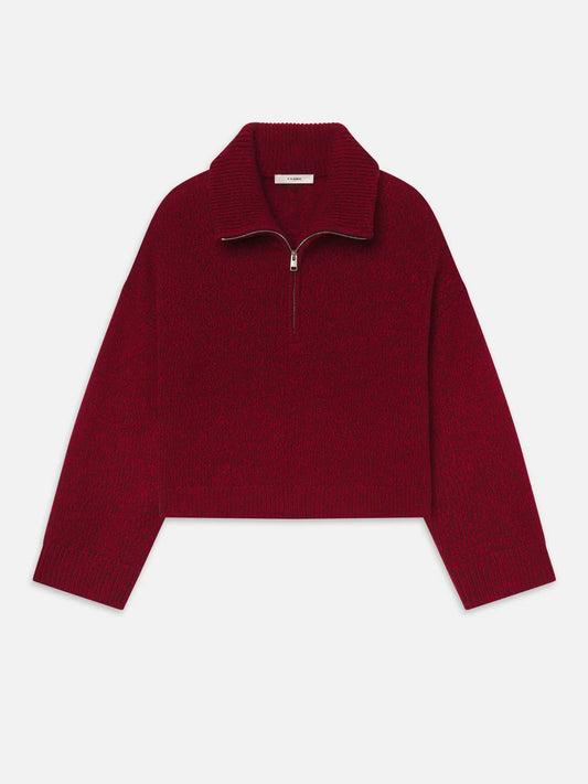 FRAME The Half Zip Marled Sweater