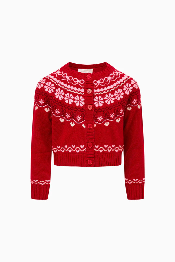 LOVE SHACK FANCY Little Girls Wrenna Fair Isle Cardigan