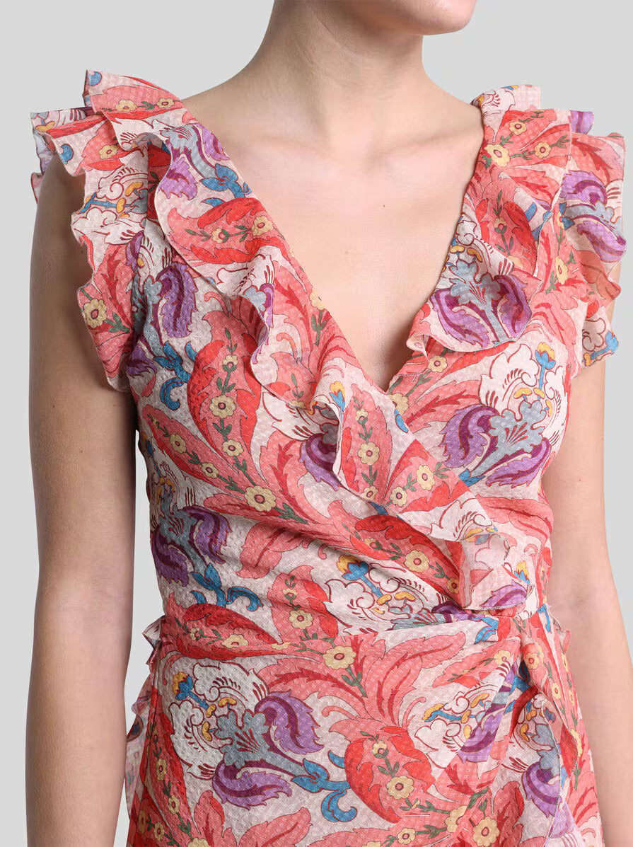 ETRO Long Dress with Ruffles and Cut Out