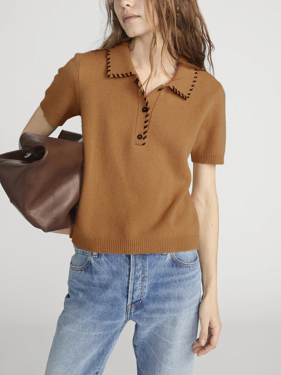 FRAME The Leather Stitch Polo