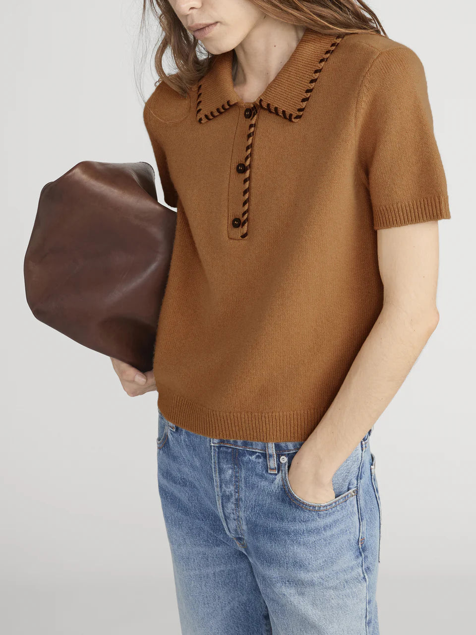 FRAME The Leather Stitch Polo