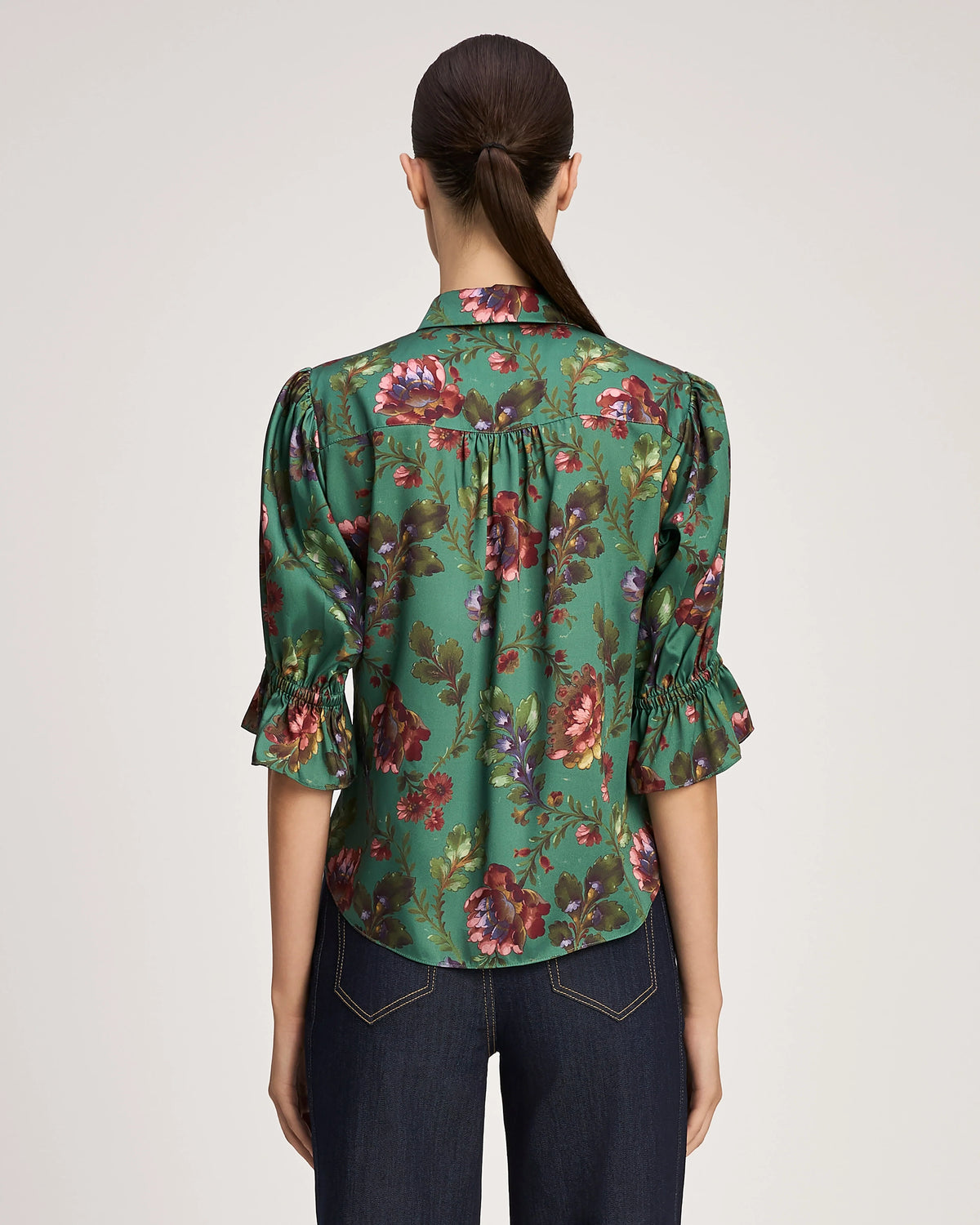CINQ A SEPT Fresco Floral Bow Fiona Top