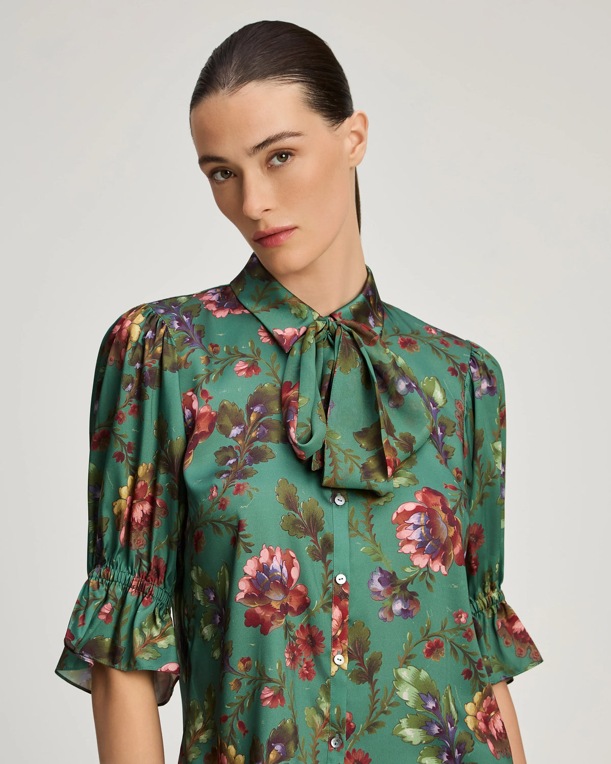 CINQ A SEPT Fresco Floral Bow Fiona Top