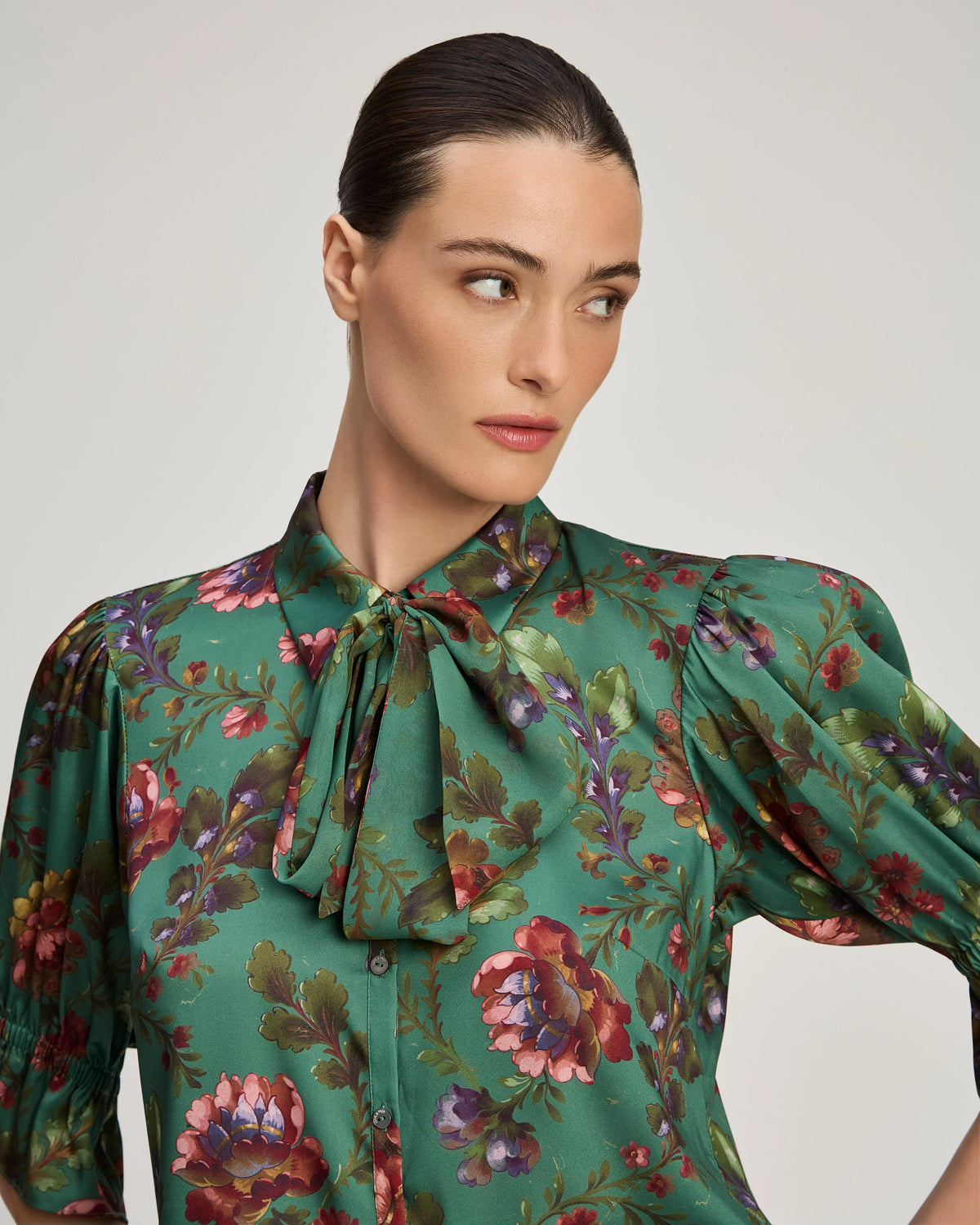 CINQ A SEPT Fresco Floral Bow Fiona Top