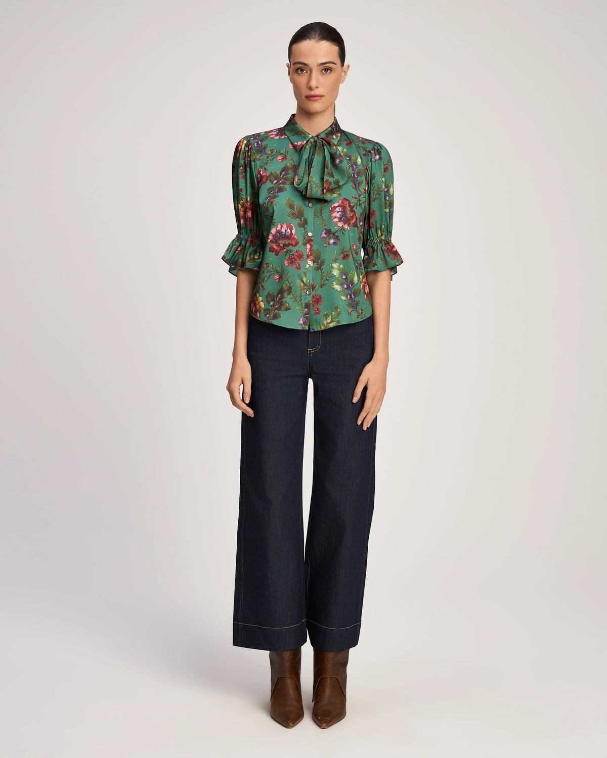 CINQ A SEPT Fresco Floral Bow Fiona Top