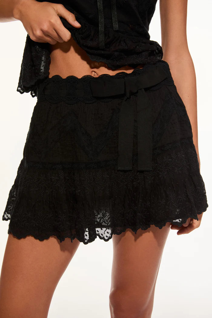 LOVE SHACK FANCY Nerina Cotton Lace Mini Skirt