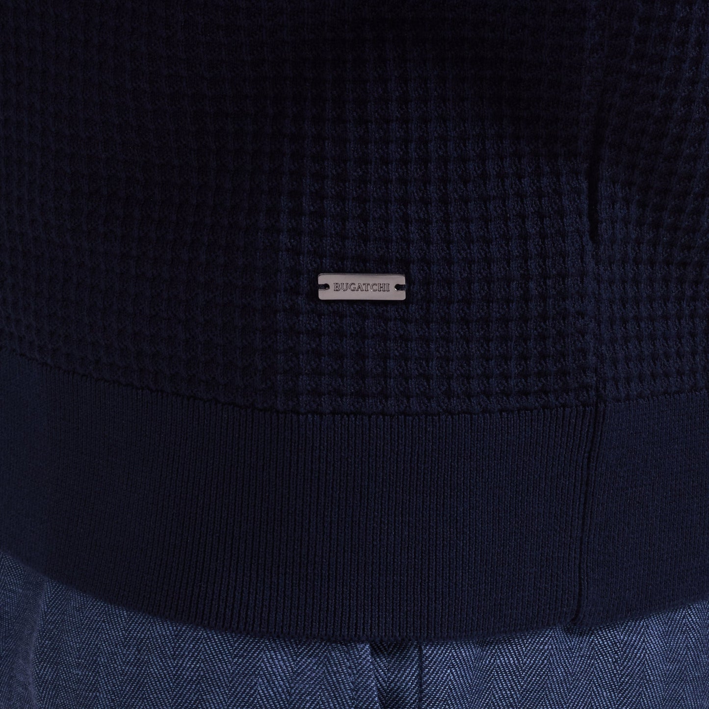 BUGATCHI Waffle Knit Johnny Collar Short Sleeve Sweater