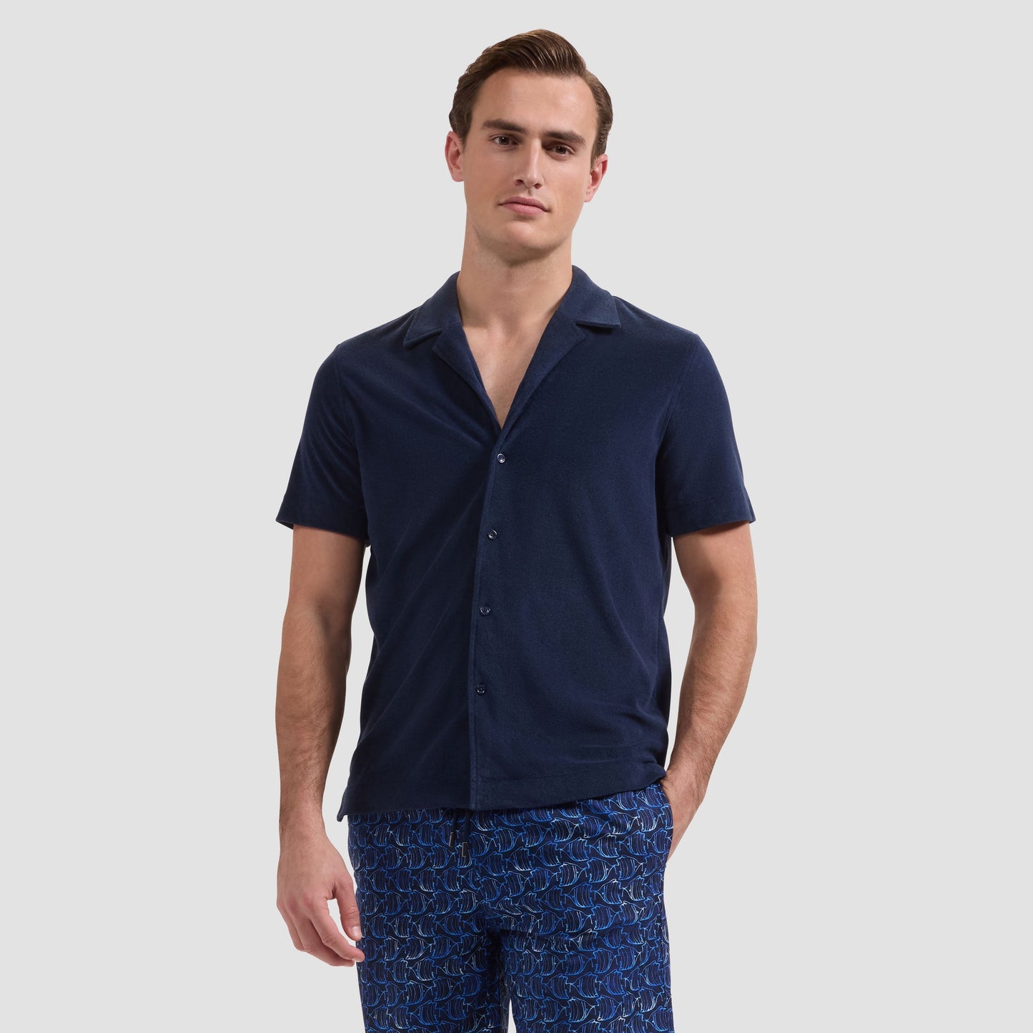 BUGATCHI French Terry Camp Shirt