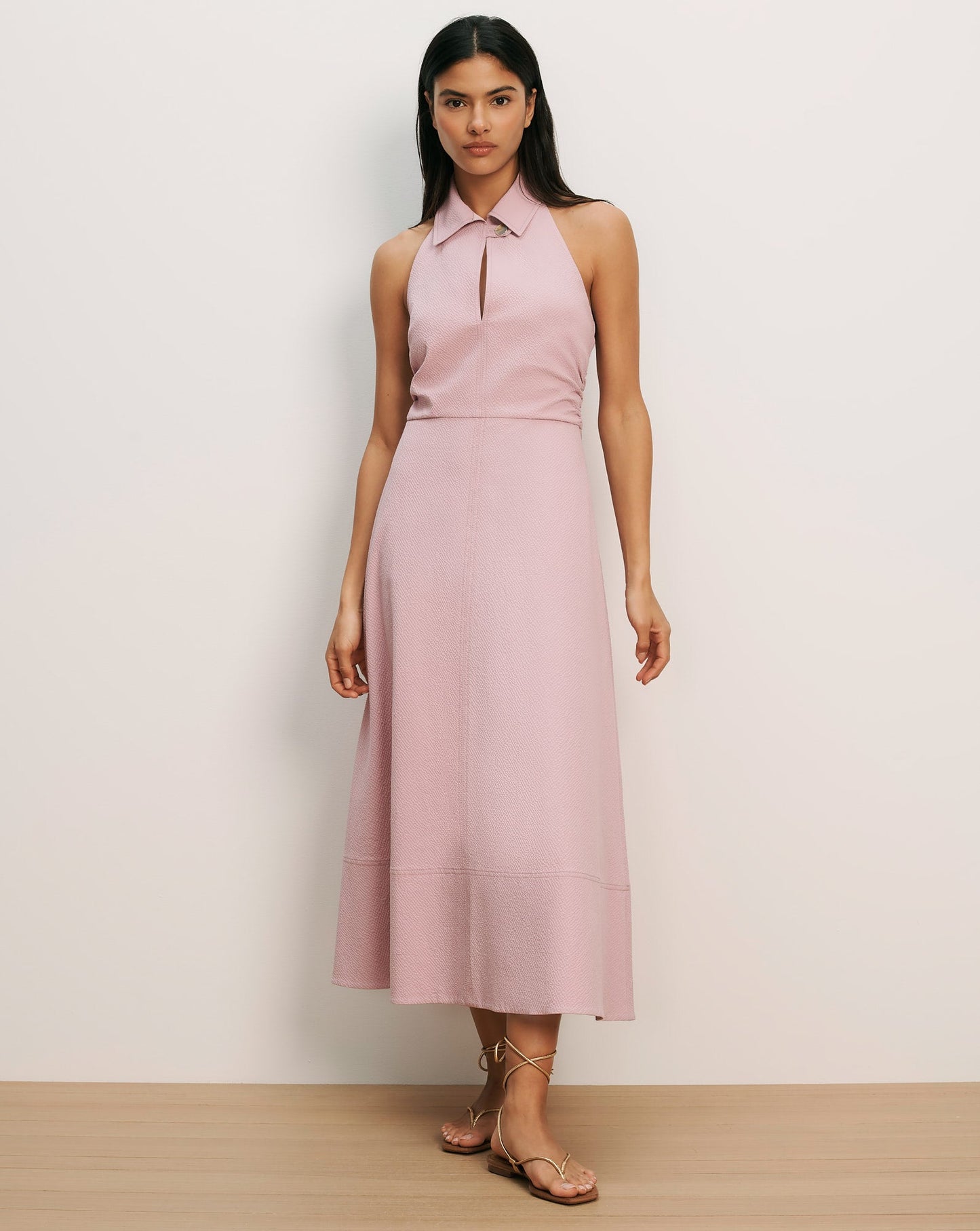 VERONICA BEARD Mackey Seersucker Halter Midi Dress