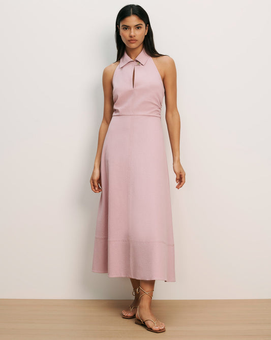 VERONICA BEARD Mackey Seersucker Halter Midi Dress