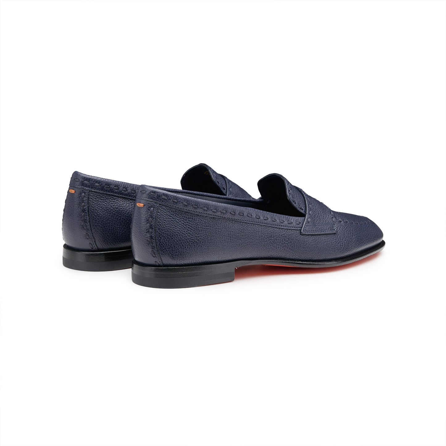 SANTONI Blue Leather Penny Loafer