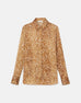 LAFAYETTE 148 Floating Leaves Print Textured Silk Satin Button Shirt