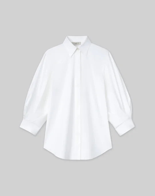 LAFAYETTE 148 Stretch Cotton Balloon Sleeve Shirt