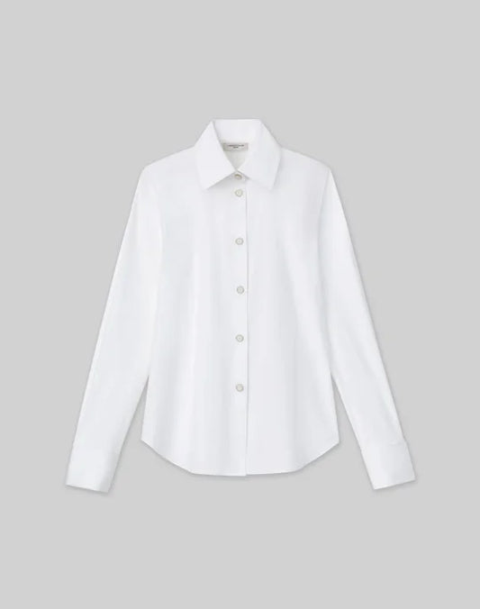 LAFAYETTE 148 Stretch Cotton Snap Front Slim Shirt