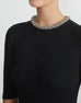 LAFAYETTE 148 Merino Wool-Silk Metallic Baroque Collar Sweater