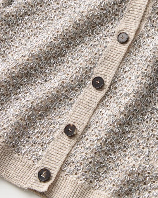 LAFAYETTE 148 Metallic Linen Silk Pointelle Cardigan