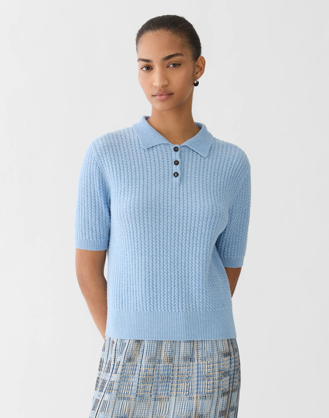 LAFAYETTE 148 Cashmere Cable Knit Polo