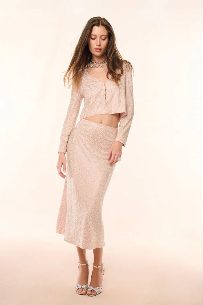 LOVE SHACK FANCy Samaria Crystal Midi Skirt