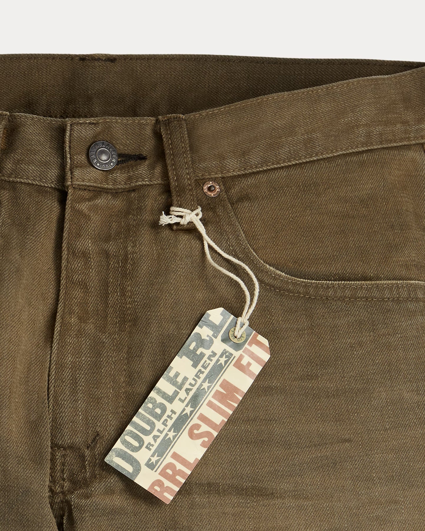 RRL Slim Fit Distressed Brown Jean