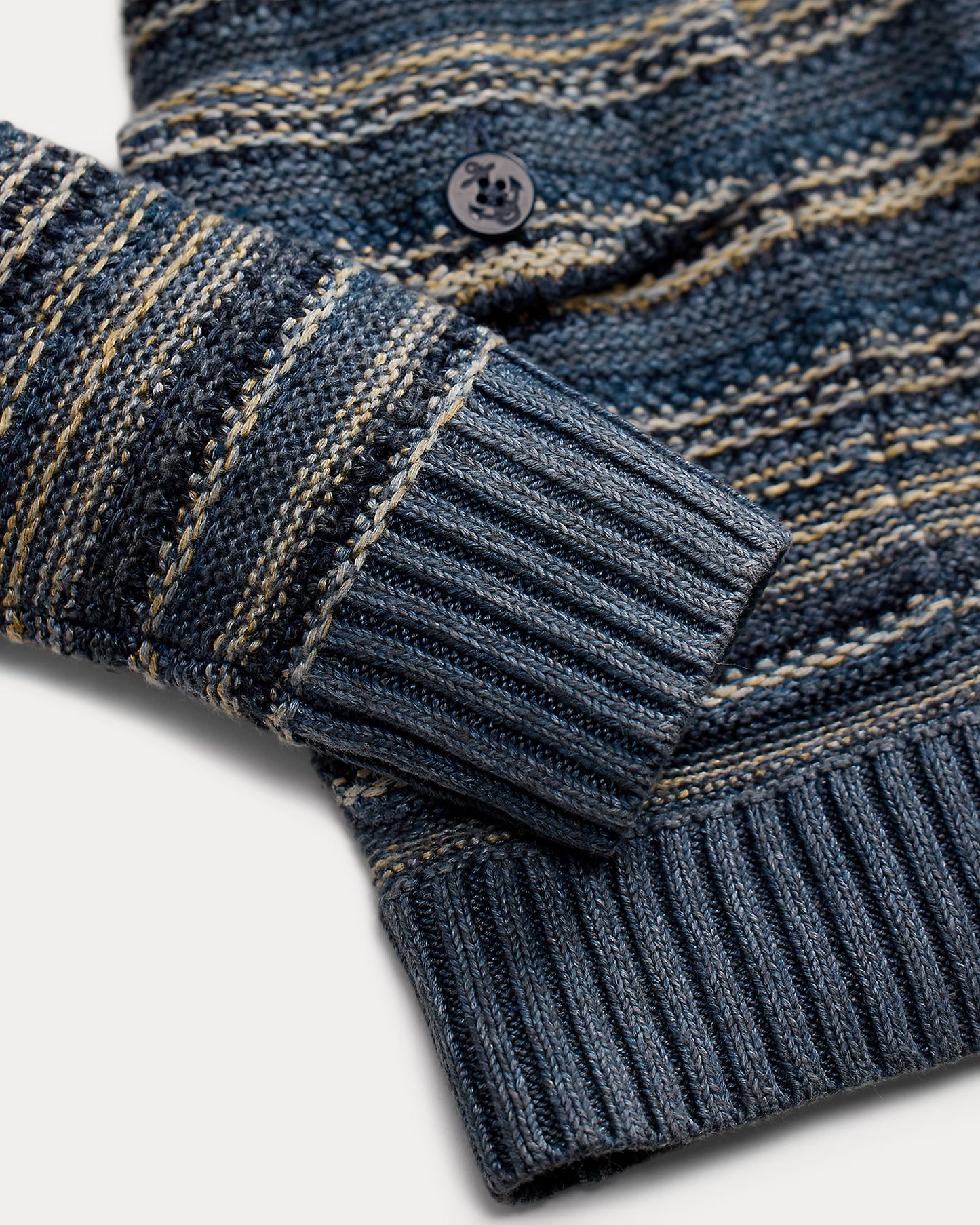 RRL Indigo Striped Linen Cotton Cardigan